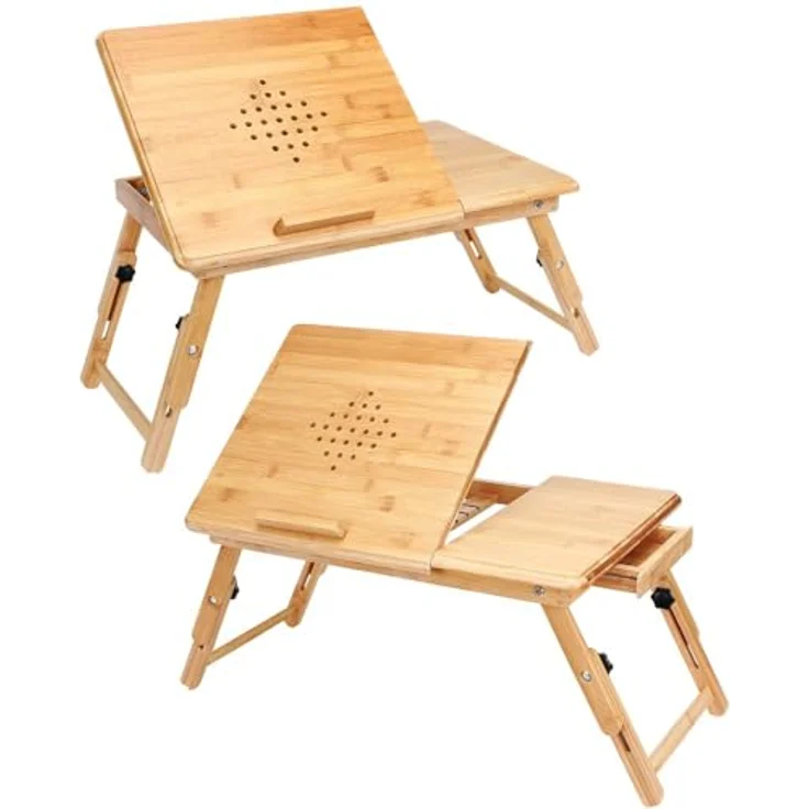 CASARIA® Laptoptisch & Betttisch, 2er-Set, Bambus, höhenverstellbar – Bild 2