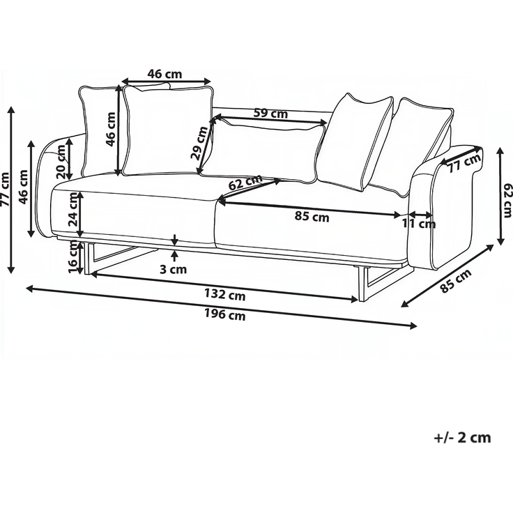 Sofa 3-Sitzer SVANEK Stoff Cremeweiß – Bild 2