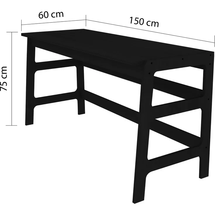 Skye Decor 'CPT4804-150' Schreibtisch mit Bücherregal, Schwarz, 150 x 75 x 60 cm – Bild 7