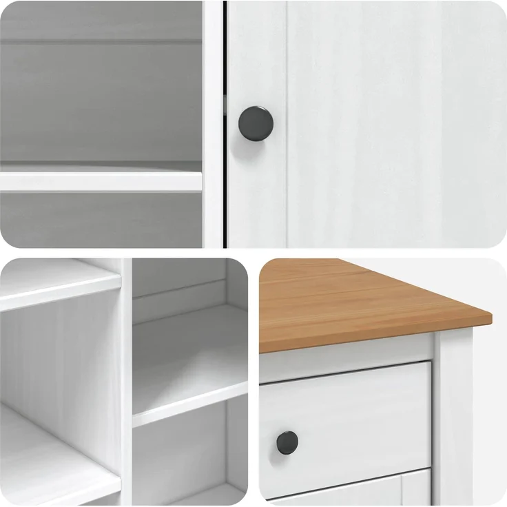 vidaXL Küchentrolley PANAMA 2 pcs Weiß und Honigwachs 112 x 77 x 90 cm 3425391 – Bild 8