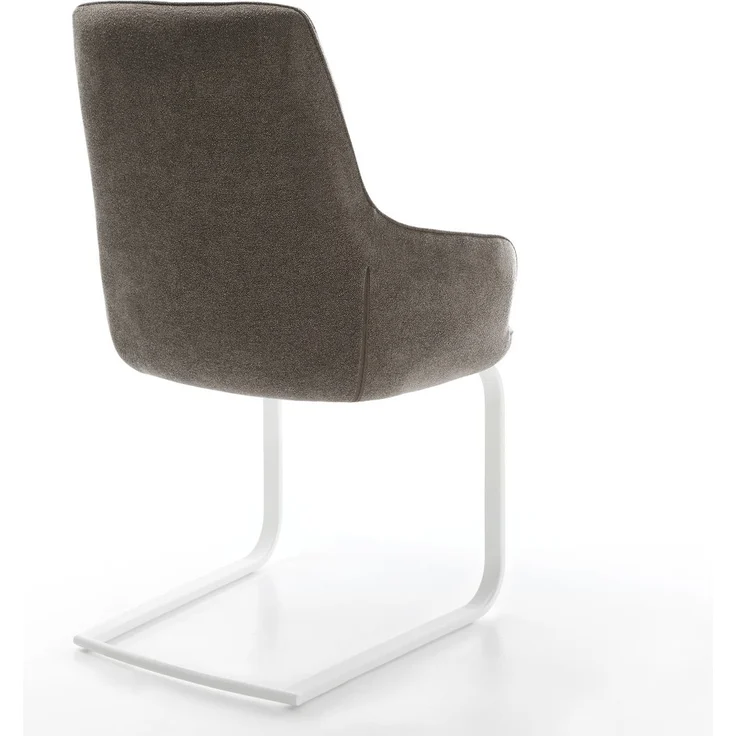 Freischwinger Zelia-Flex mit Armlehnen Strukturstoff Soft Taupe Freischwinger flach Weiß Taschenfederkern – Bild 5