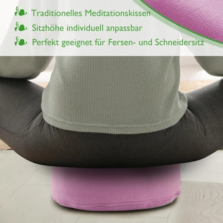 Amagohome Yogakissen Yogakissen Bodenkissen rund H 14xø31 cm mit Buchweizenschalen Meditati – Bild 3