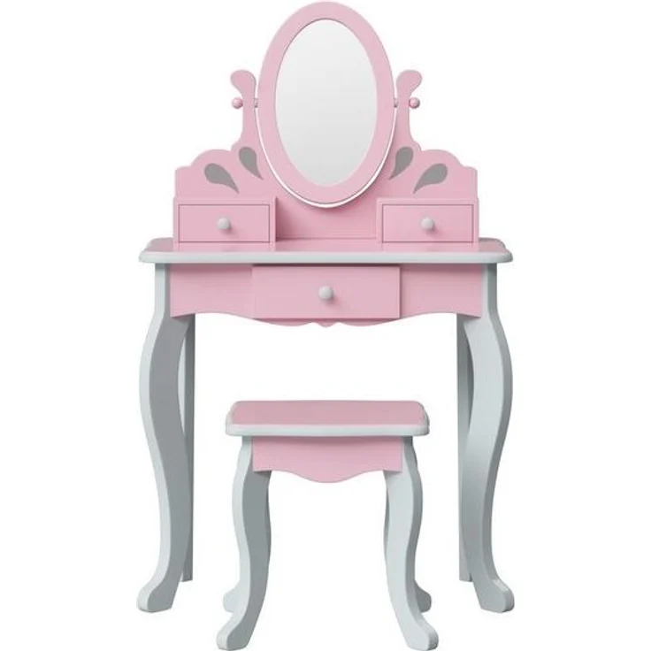 TEAMSON™ KIDS Schminktisch Princess Rapunzel Kinder-Schminktisch aus Holz mit Spiegel & Hocker – Bild 4
