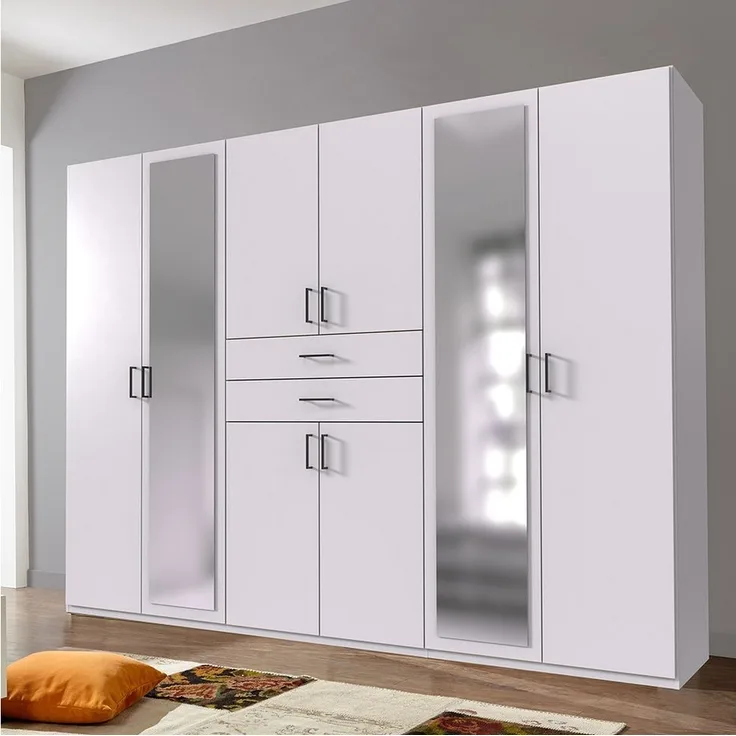 Lomadox Kleiderschrank DUNBAR-43 Drehtürenschrank 270cm, 8 Türen, 2 Schubladen, weiß
