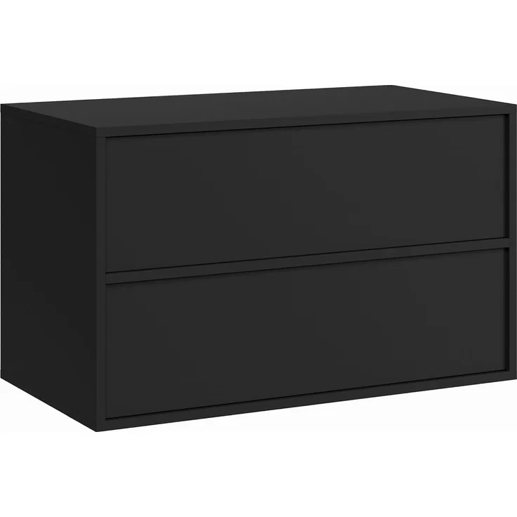 Badplaats Waschbeckenunterschrank Mali 80 x 46 cm Mattschwarz - Hängender Badezimmerschrank mit 2 Schubladen und Montagematerial