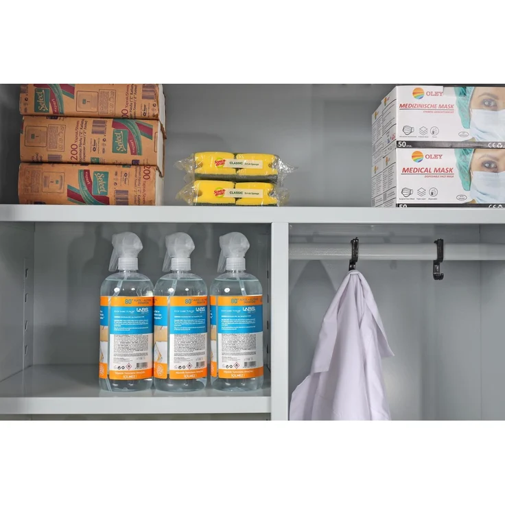 Putzmittelschrank, 92 x 195 x 42 cm, grau/blau – Bild 6