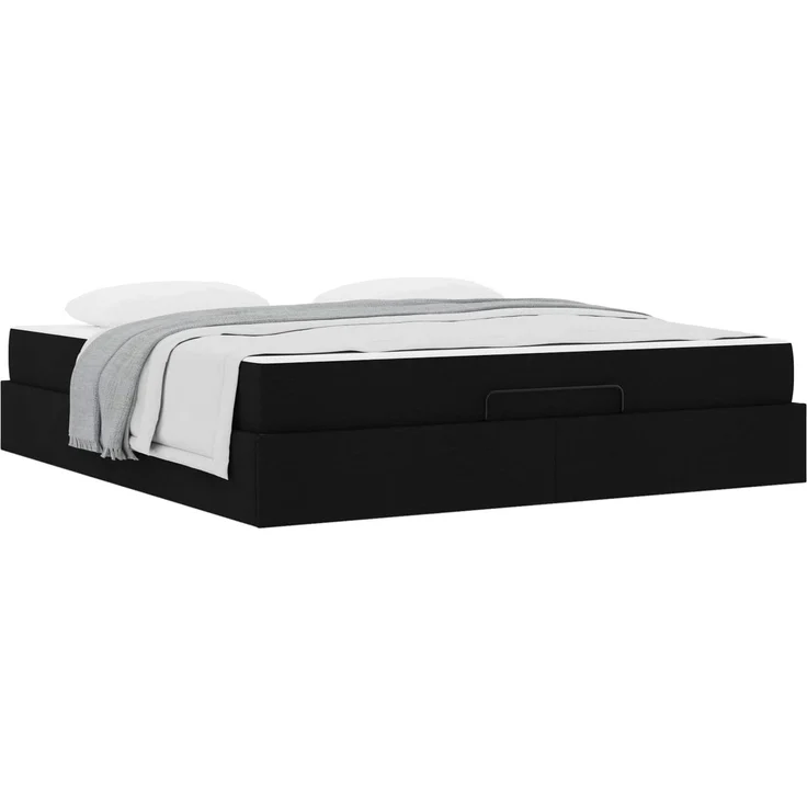 vidaXL Bettgestell mit Matratze mit Matratze 2 pcs Schwarz Stoff 3399510 – Bild 2