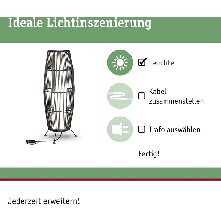 Paulmann No. 94320 Plug&Shine Lichtobjekt Basket IP44 60cm Braun – Bild 2
