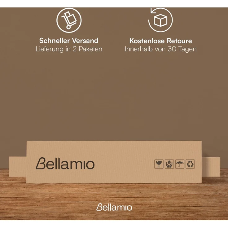 Bellamio 'Medje' Bett 160x200 cm in Kassettenoptik, Kiefer, weiß lackiert, Holzbett im Landhausstil mit Lattenrost, geeignet als Doppelbett – Bild 9