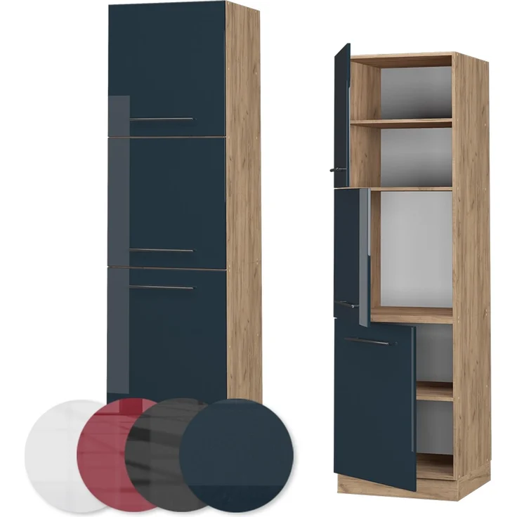 Herdumbauschrank Fame-Line Dunkelblau Hochglanz 60 cm Vicco – Bild 5