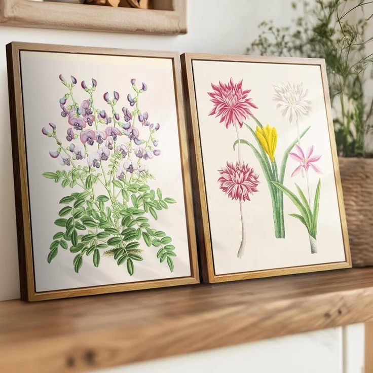 Vintage Botanische Leinwandbilder mit Holzrahmen 20x25cm Wohnzimmer Büro Deko – Bild 6