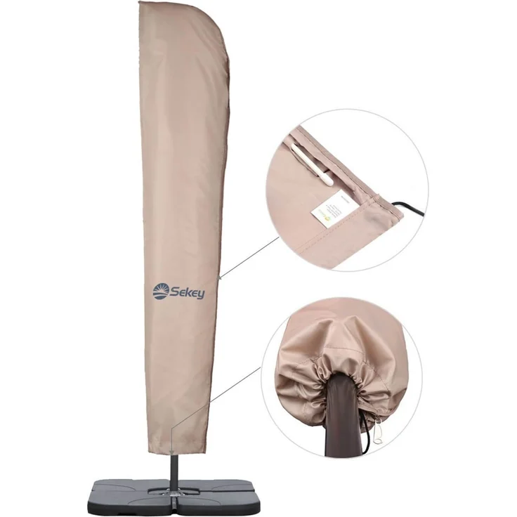 Sekey® Schutzhülle für Ampelschirm/Sonnenschirm,Abdeckhauben für Sonnenschirm,100% Polyester, UV-beständig, Taupe – Bild 5