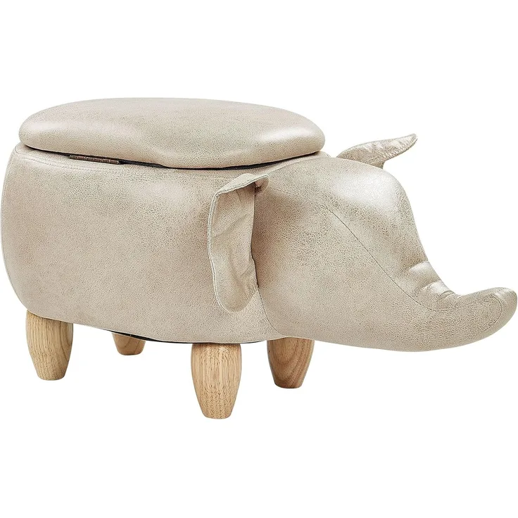 Beliani 'Elephant' Hocker, Kunstleder taupe, 70 x 35 x 32 cm
