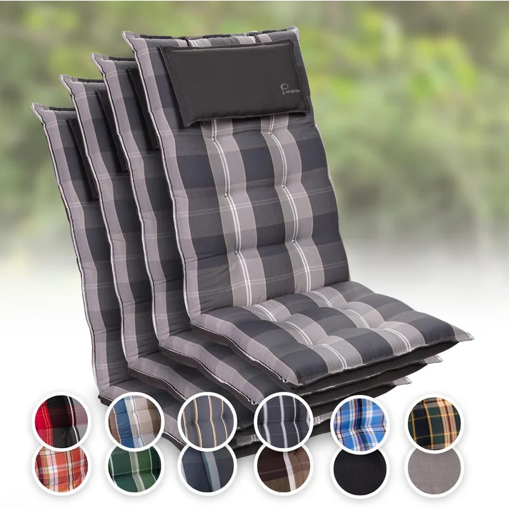 Sylt Polsterauflage Sesselauflage Kopfkissen Polyester 50 x 120 x 9 cm Hellgrau / Grau
