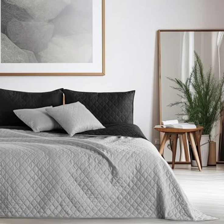 DecoKing Tagesdecke Luxus Bettüberwurf Axel mit Uni Wendedesign - Zweiseitige Tagesdecke, Wendedesign, Zweifarbig – Bild 3