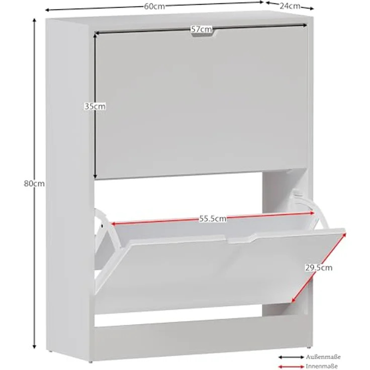 Vida Designs Schuhschrank, Holzwerkstoff, Weiß, 80H x 60W x 24D – Bild 3