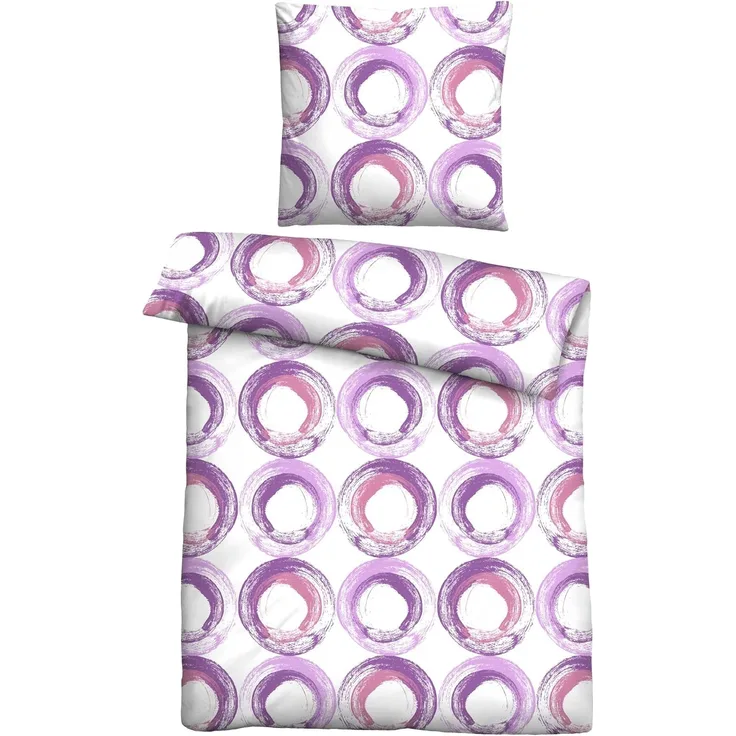 Traumhaft schlafen - Castell - Markenbettwäsche Baumwoll Renforce Bettwäsche 0040759 KREISE, viola, 1x 135x200 cm + 1x 80x80 cm