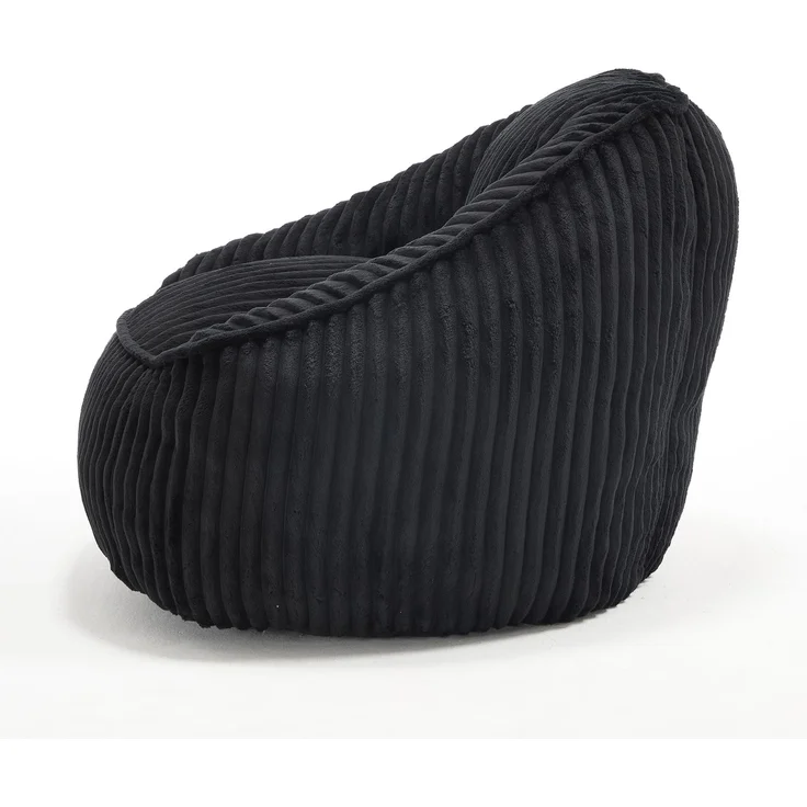 Sitzsack-Sessel aus schwarzem Cord mit weicher Schaumstofffüllung, 1 Stück,H 73 x T 98 x B 92 cm – Bild 5