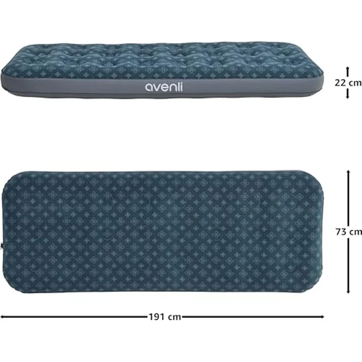 Avenli Luftmatratze Luftbett Camping für 1 Person grün 191x73x22cm Single-Size, (aufblasbar Ideal als Reisebett oder Isomatte, 1-St, für Indoor und Outdoor mit beflockter Oberfläche), Campingmatratze ohne Pumpe – Bild 5