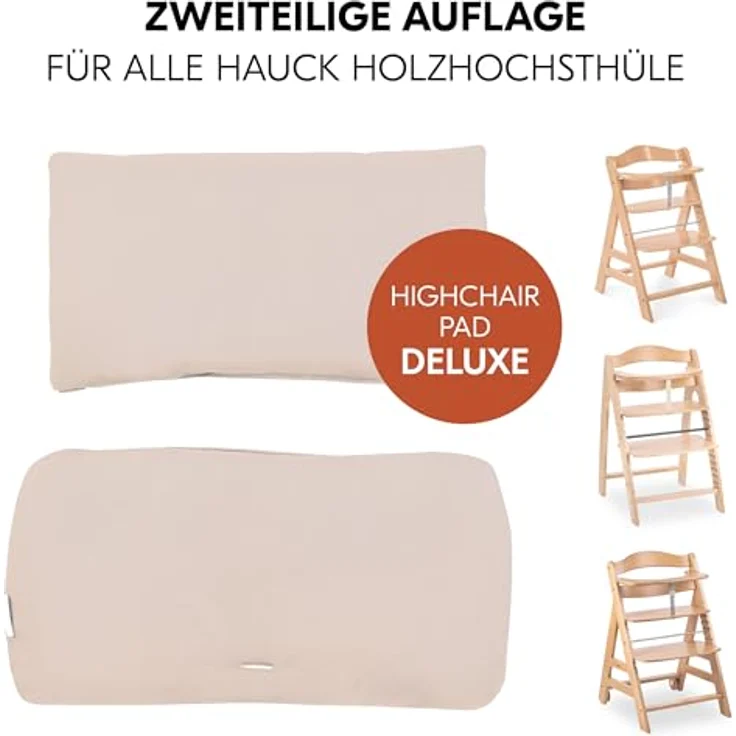 Hauck Hochstuhlauflage Deluxe - Beige, 2 tlg. Sitzkissen für Alpha Hochstuhl Sitzverkleinerer Sitzauflage – Bild 3