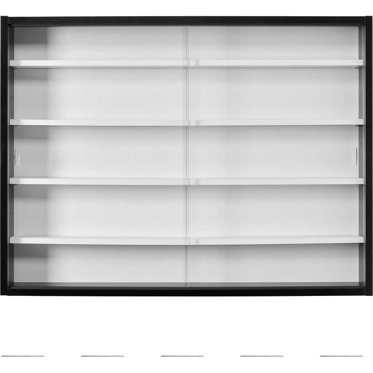 Inter Link Sammlervitrine Hängevitrine Wandregal Glasvitrine Wandvitrine Hängeregal Schaukasten MDF Schwarz und Weiss – Bild 2