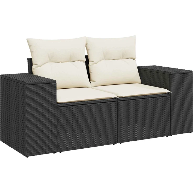 vidaXL Sofa Set 6 stk. Schwarz und Cremeweiß Polyrattan und Stahl 3447557 – Bild 3
