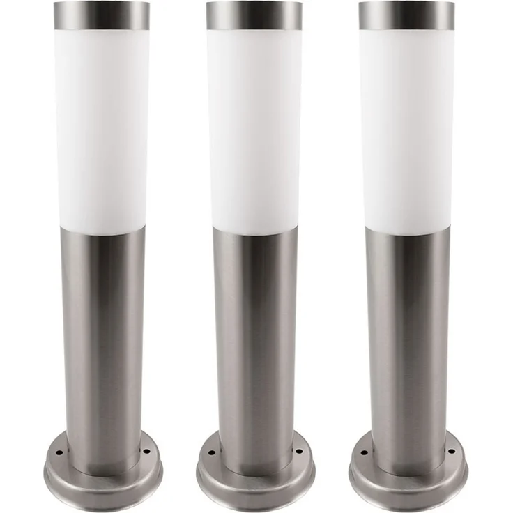 3x Sockelleuchte Außenlampe, Edelstahl, silber, H 45 cm – Bild 1