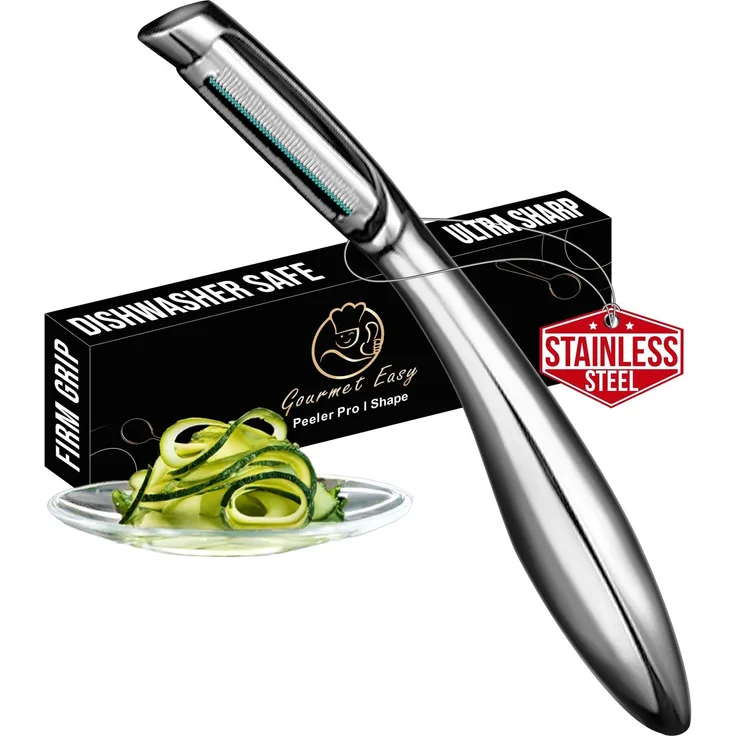 Premium Sparschäler aus Edelstahl für Obst & Gemüse l Schäler mit ultrascharfer Klinge geeignet als Kartoffelschäler & Spargelschäler mit ergonomischem und rutschfestem Griff