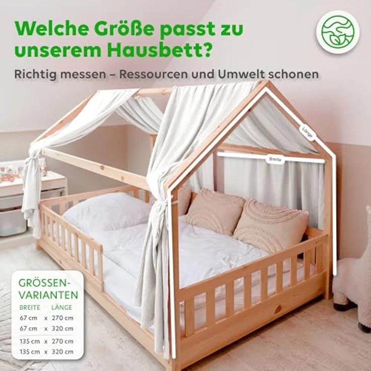 lilimaus Betthimmel Hausbetthimmel Baumwoll Musselin Betthimmel Kinder Hausbett 2er Set, Stilvolle Musselin-Deko für Kinderzimmer, ideal als Geschenkidee – Bild 5