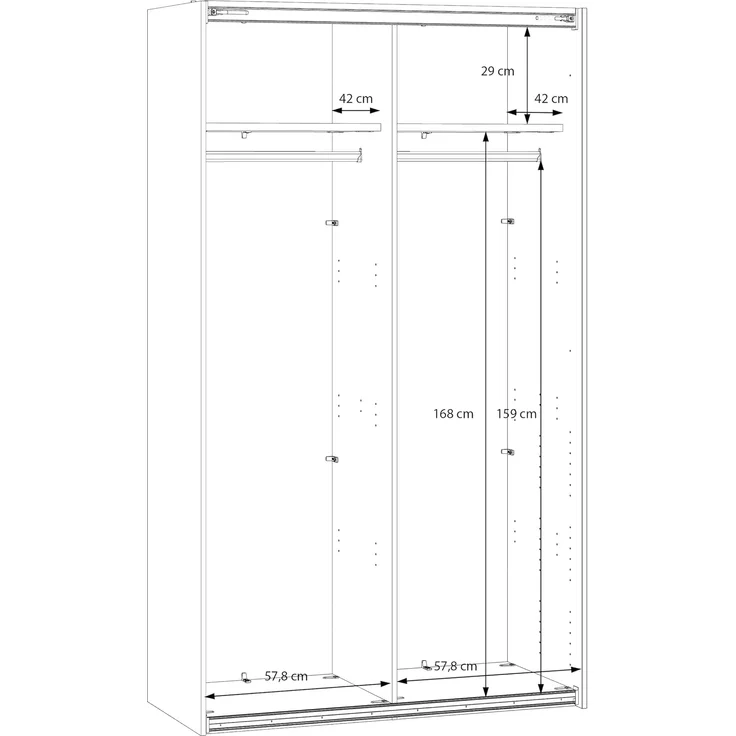 FORTE SOPHISTISPACE Kleiderschrank 120, Moderner Schrank mit 2 Schwebetüren, Holzwerkstoff, Weiß, 120,1 cm breit, 210,5 cm hoch, 62,9 cm tief – Bild 7