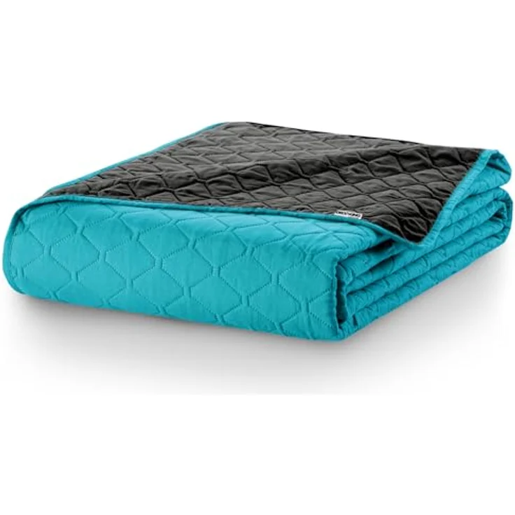 DecoKing Tagesdecke 260x280 cm Petrol Graphit grau Bettüberwurf zweiseitig pflegeleicht Axel – Bild 6