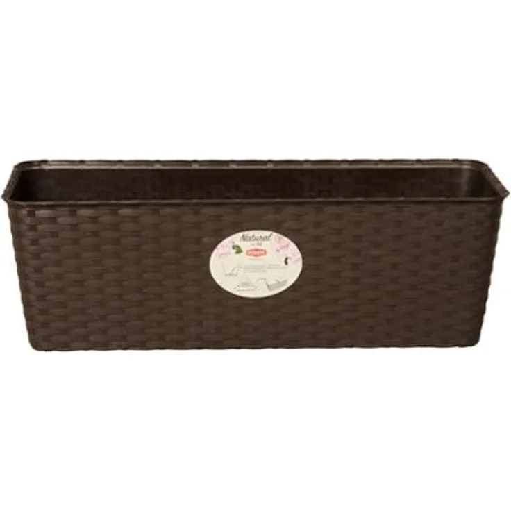 Stefanplast 2076026 Natural Blumenkasten mit Selbstbewässerung Mokka 50 x 18 x 16 cm