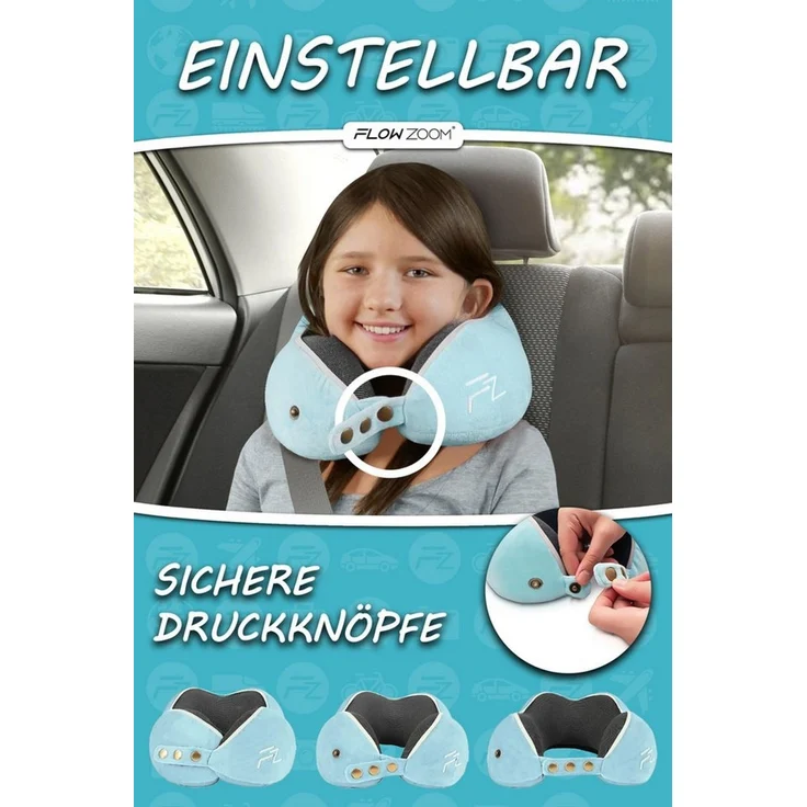 FLOWZOOM Nackenhörnchen COMFY KIDS Nackenkissen Kinder – Reisekissen Memory-Schaum, Kinder-Reisekissen Memory-Foam - Nackenhörnchen Kinder – Bild 3