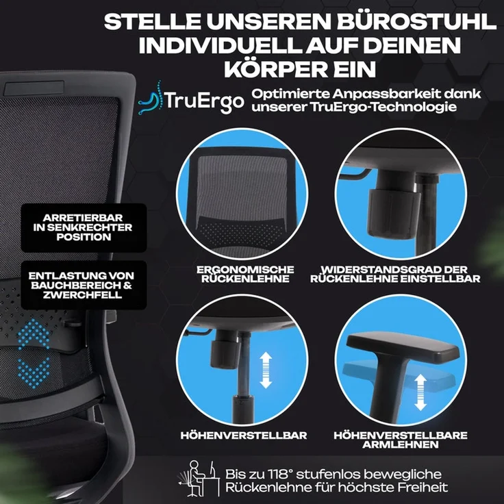 VALKENSTOL M2 Armstütze - Bürostuhl Ergonomisch Testsieger - 5 Jahre Garantie - Schreibtischstuhl ohne Kopfstütze - Computerstuhl – Bild 6