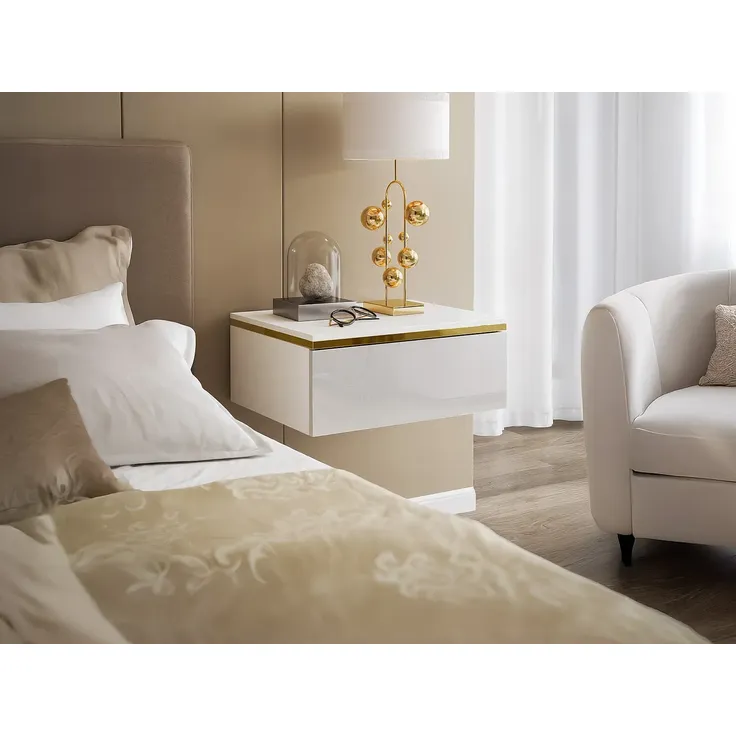 Vente-unique - VUKIA Nachttisch Holz, Platte Weiß - B 38,2 cm x H 19,8 cm x L 48,5 cm