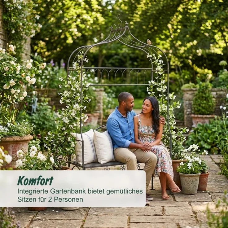 Relaxdays Rosenbogen mit Gartenbank – Bild 5