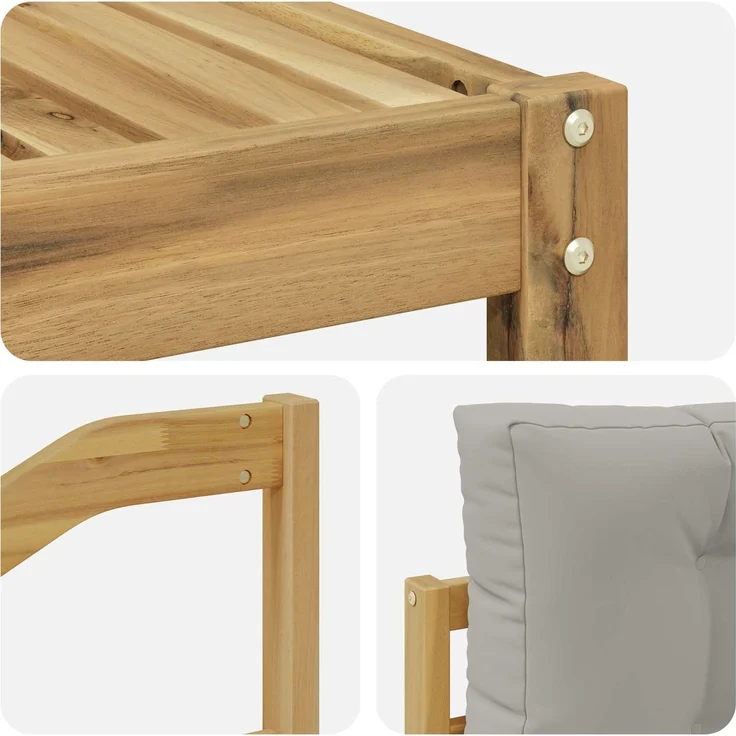 vidaXL Outdoor-Sofagarnitur 6 stk. 6-Sitzer Weiß und Hellgrau 3386705 – Bild 6