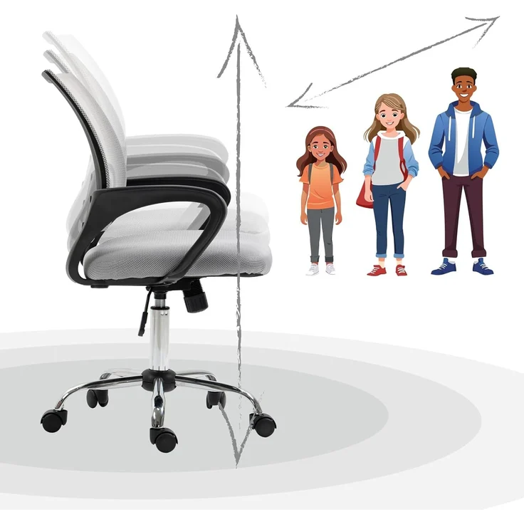 SVITA Schreibtischstuhl CYDNEY (Einzeln), Stufenlos höhenverstellbar, 360° drehbar, mitwachsend – Bild 3