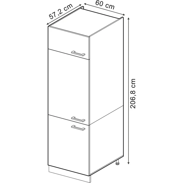 Kühlumbauschrank R-Line Schwarz Hochglanz 60 cm Vicco – Bild 3