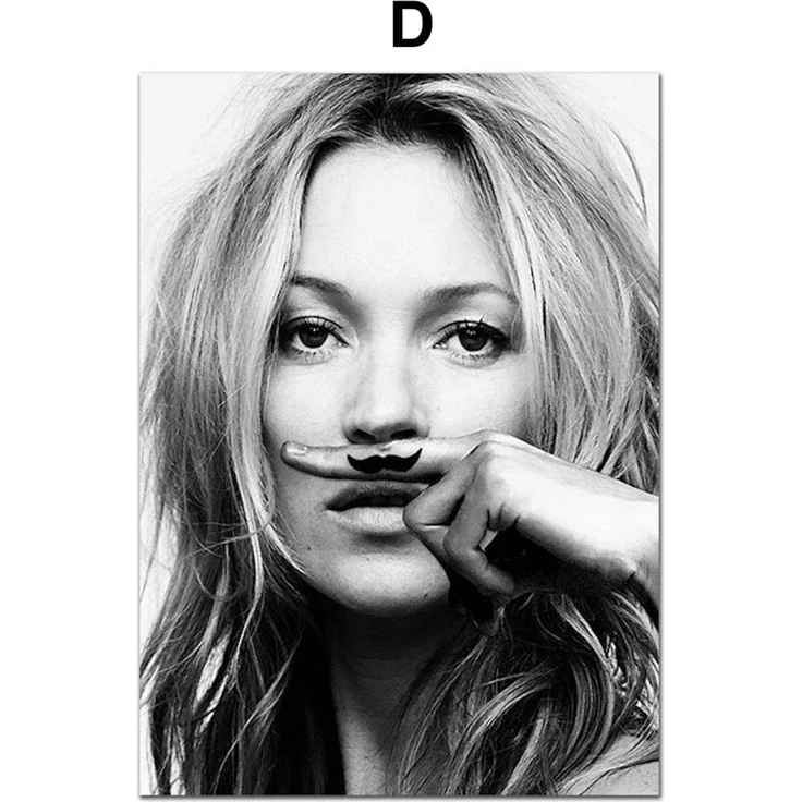 Poster Schwarz Weiß Kate Moss Vogue · Vintage · Wohnkultur| Wohnzimmer | Wandbilder Schlafzimmer | Deko Print ohne Rahmen | Bilder - D / 70 x 100 cm