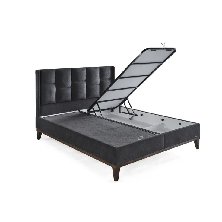 Schlafzimmer-Set "Rina" – Bett mit Bettkasten und Matratze , Nachttisch, Bettbank-Anthrazit – Bild 7