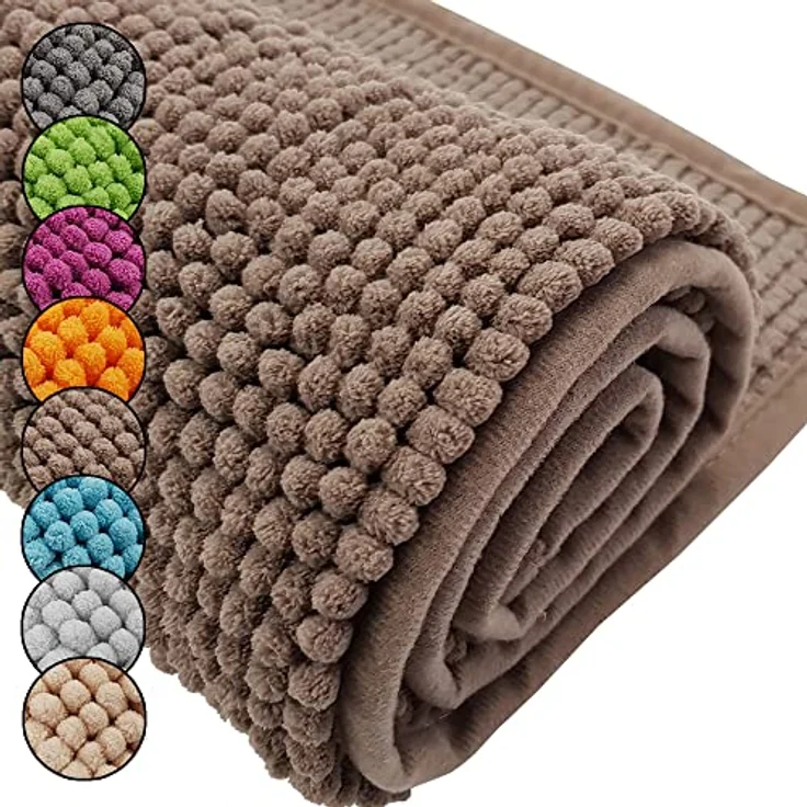 DILUMA Badematte Badematte Chenille 50x80 cm – Badteppich mit kuscheligem Flor, Polyester, rechteckig, Rutschhemmende Beschichtung, schnell trocknend, hohe Saugkraft – Bild 2