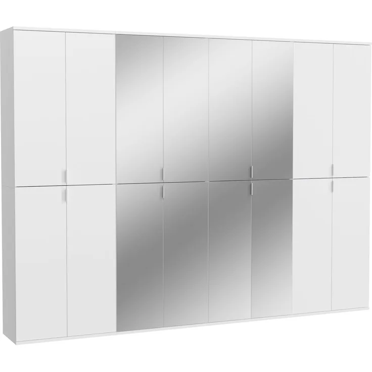 Drehtürenschrank >Paterson< in weiß/weiß hochglanz - 244x193x34cm (BxHxT)