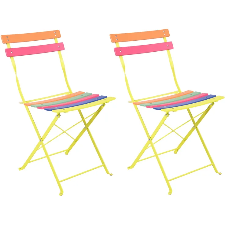 Gartenstuhl 2er Set LEONA - Eisen, Mehrfarbig | Klappstuhl Wetterfest Gartenstühle Outdoor Balkonstühle