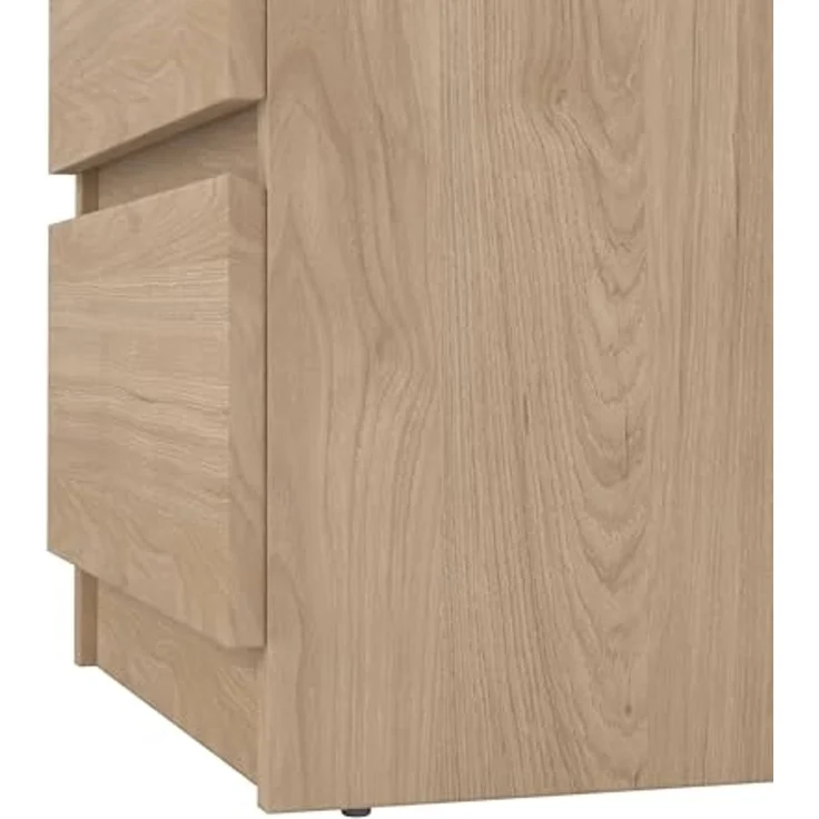 Dmora - Nachttisch Garance, Niedrige Kommode, Tisch, Multifunktionaler Nachttisch, 50x40 h50 cm, helle Eiche – Bild 5