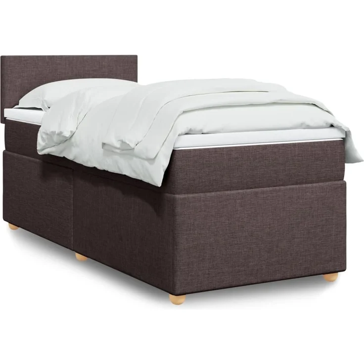 vidaXL Boxspringbett mit Matratze Dunkelbraun 100x200 cm Stoff 3288887 – Bild 1