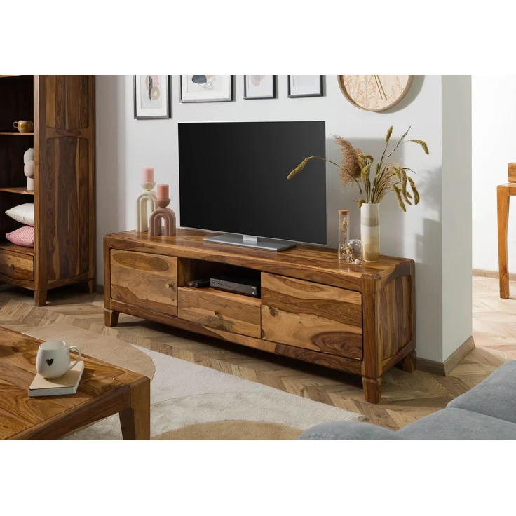TV-Board Sheesham 175 x 45 x 55 braun lackiert ANCONA #110 – Bild 3