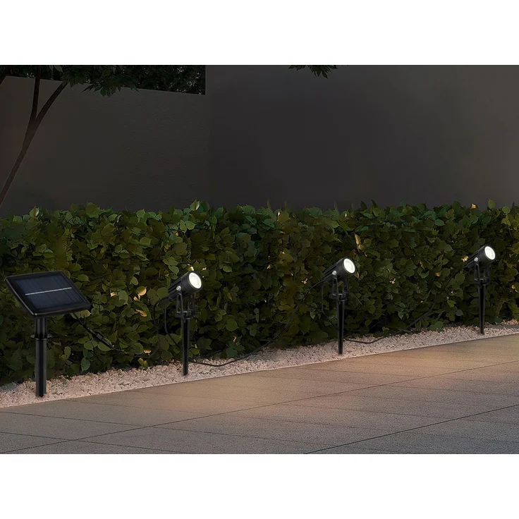 Solar Gartenstrahler OBIDOS auch per USB aufladbar mit 3 Spots, L: 6,2 Meter – Bild 2
