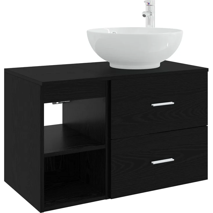 vidaXL Badezimmerschrank-Set 2 stk. Schwarz Eichen-Optik 3403913 – Bild 2