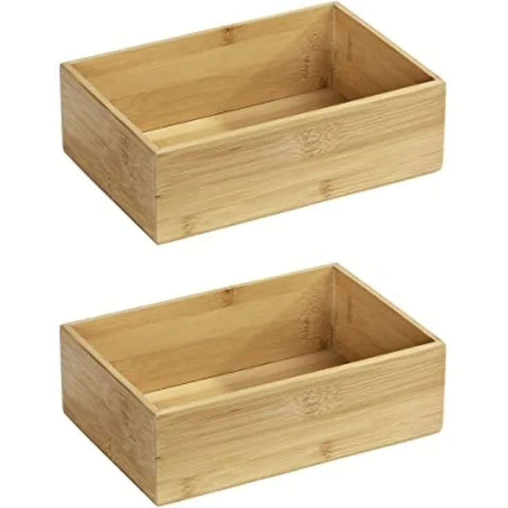 WENKO TERRA Aufbewahrungsbox, 2er Set, Braun, Bambus
